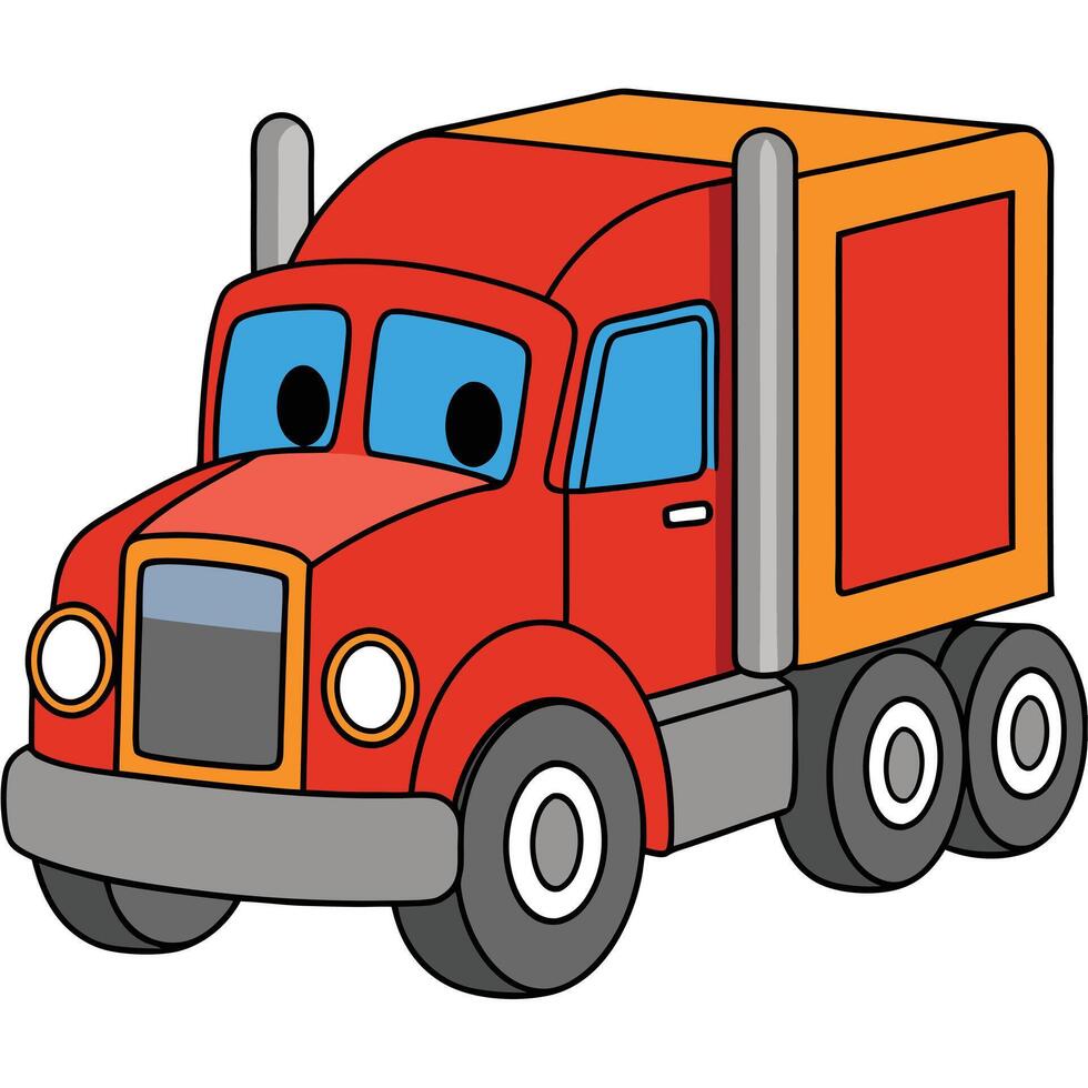 A cartoon truck with a box on the back vector