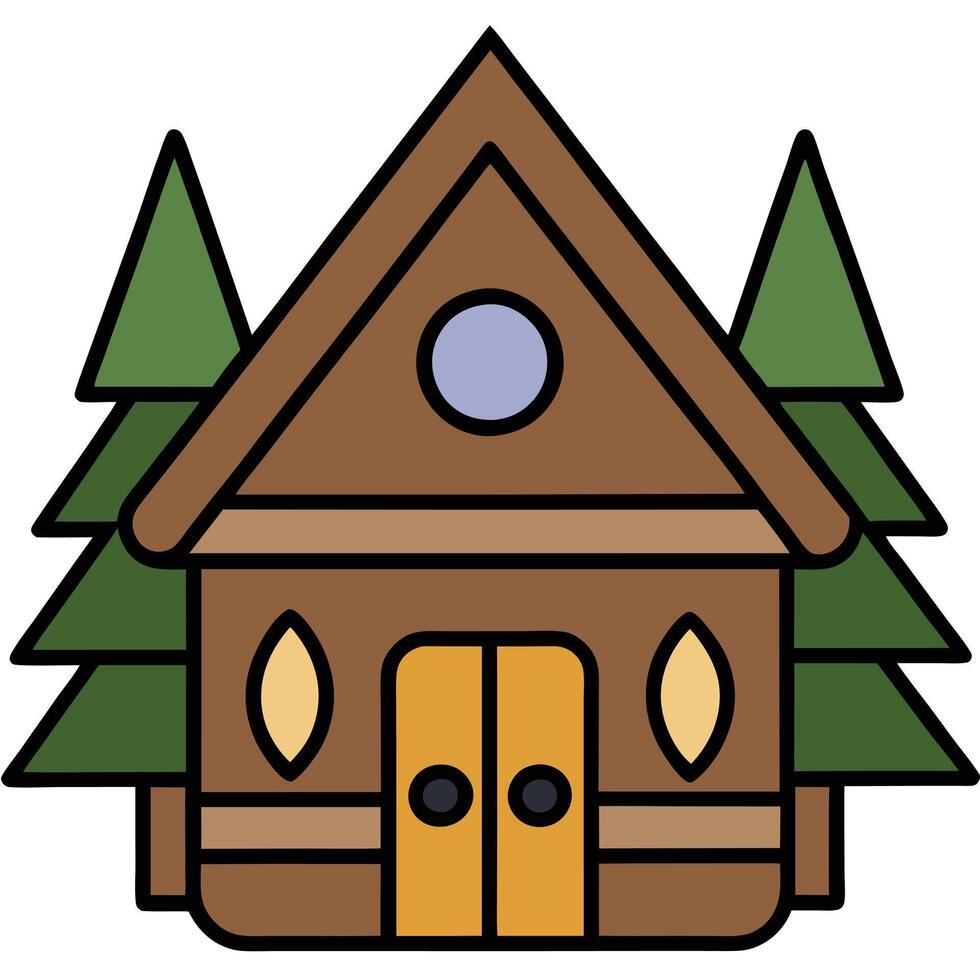 A small cabin with trees in the background vector