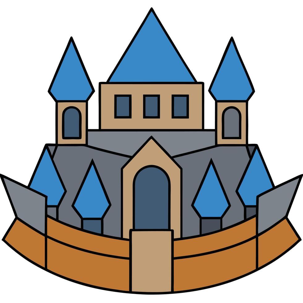 A castle with blue and gray towers vector