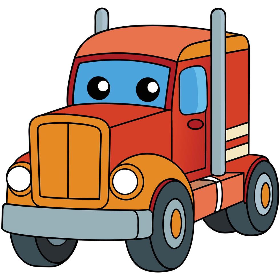 A cartoon truck with a big nose and eyes vector