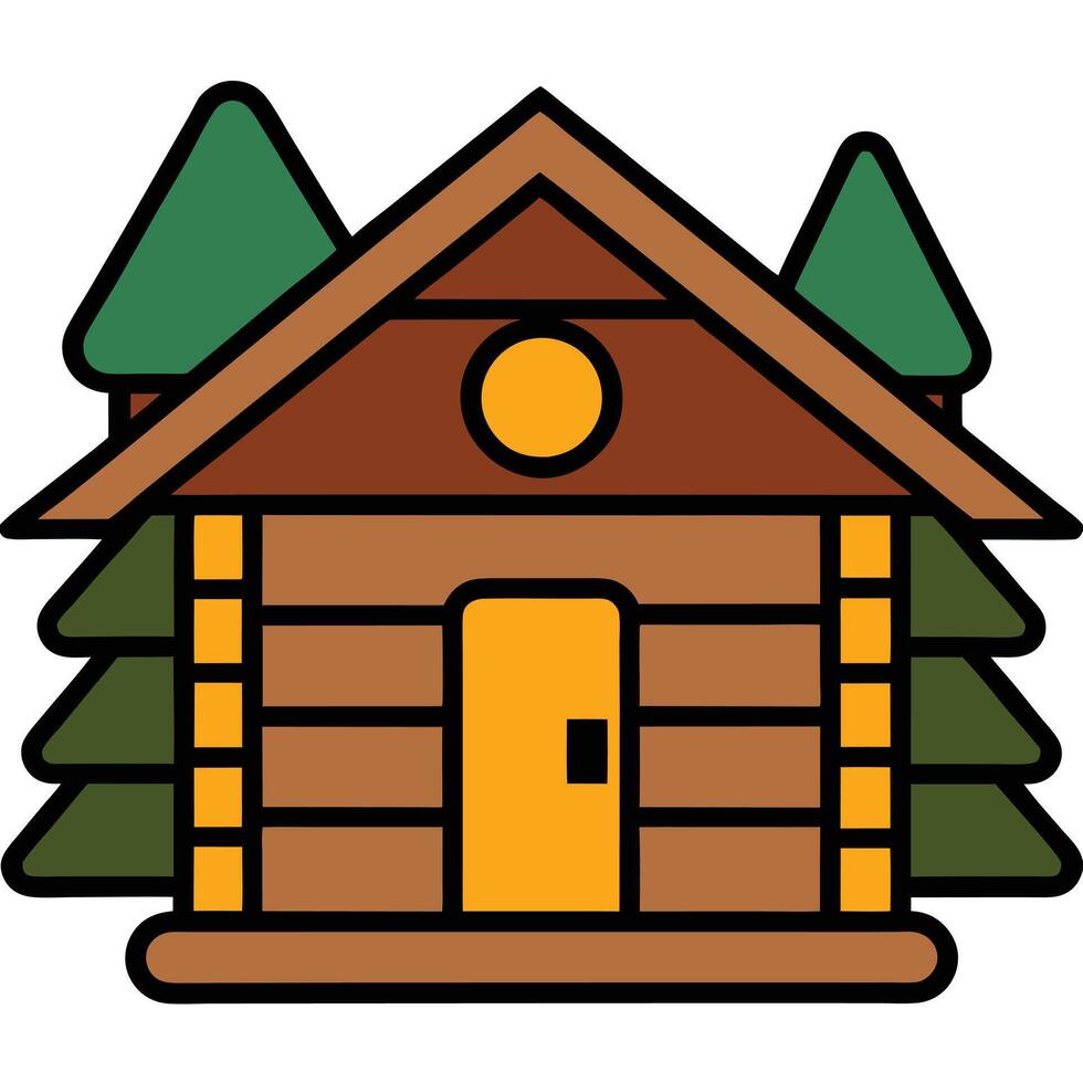 Log cabin icon illustration vector
