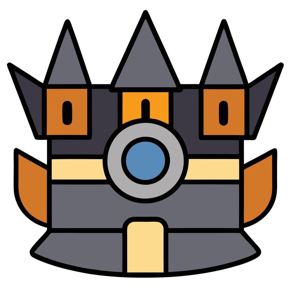 A cartoon castle with a blue and orange tower vector