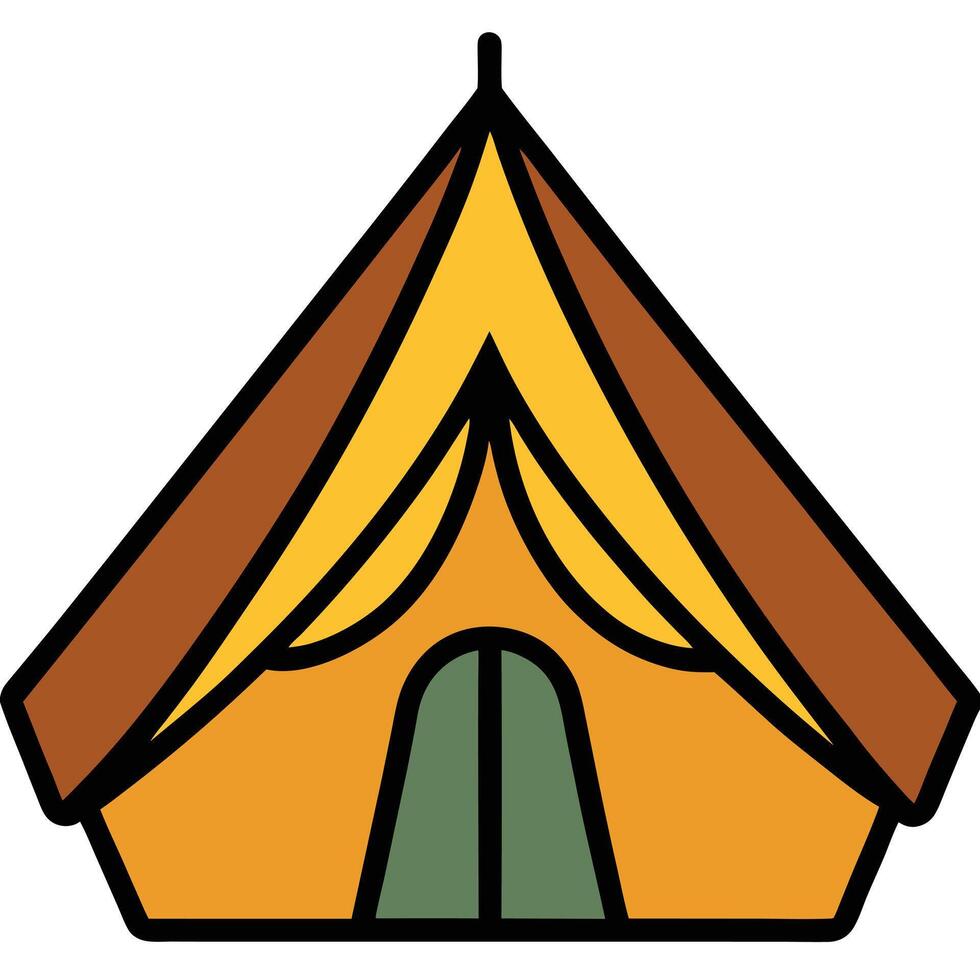 A tent with a door and a window vector