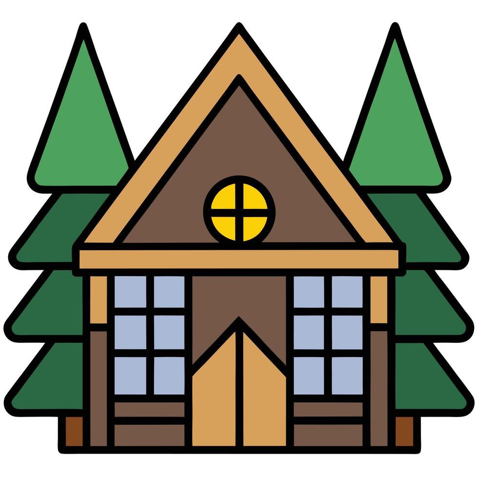 A house with trees and a window in the front vector