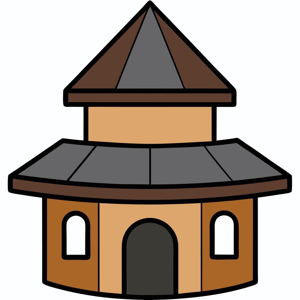 A small house with a roof and a door vector