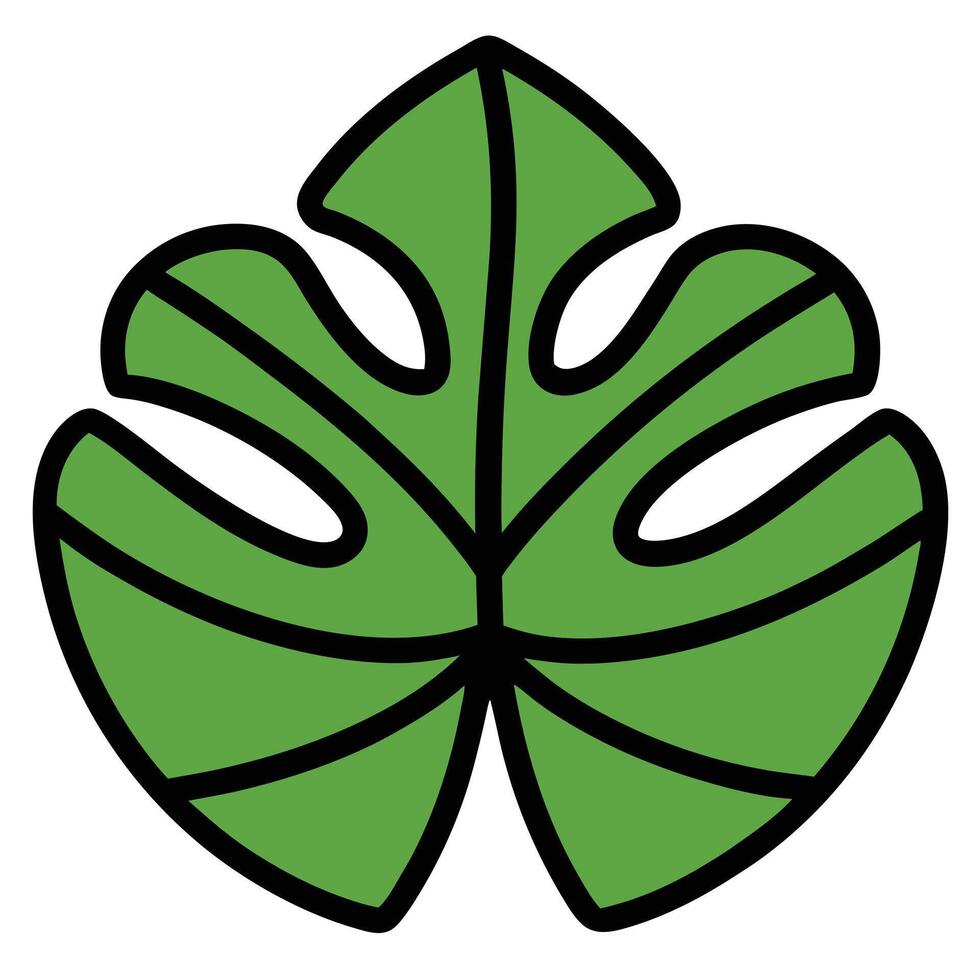 A green monstera leaf icon on a white background vector