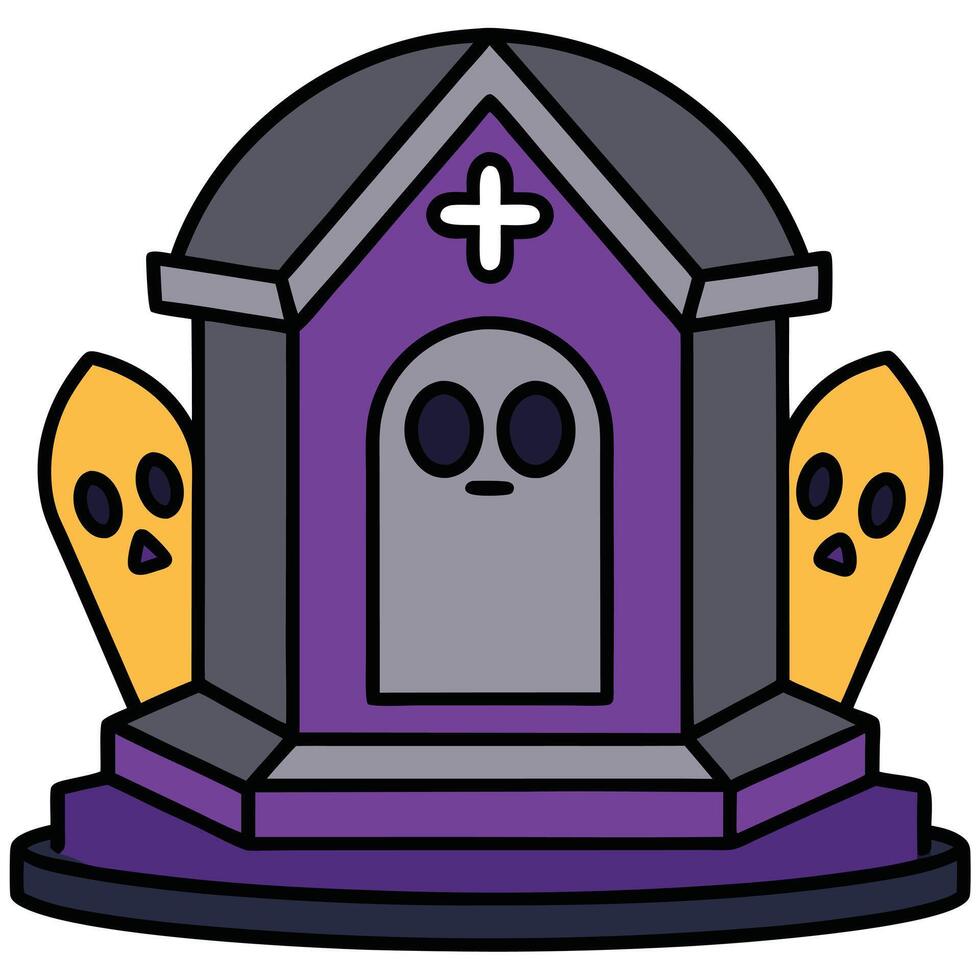 Halloween cemetery icon illustration design vector