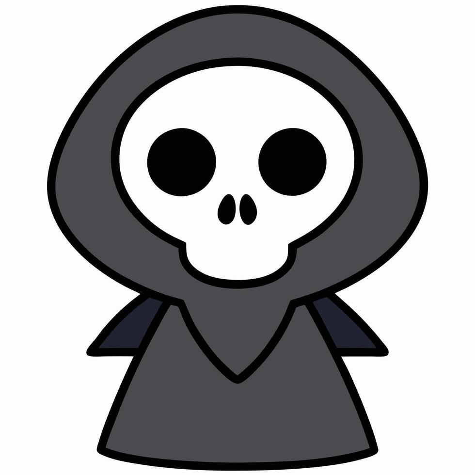 A cartoon grim reaper with a hood vector