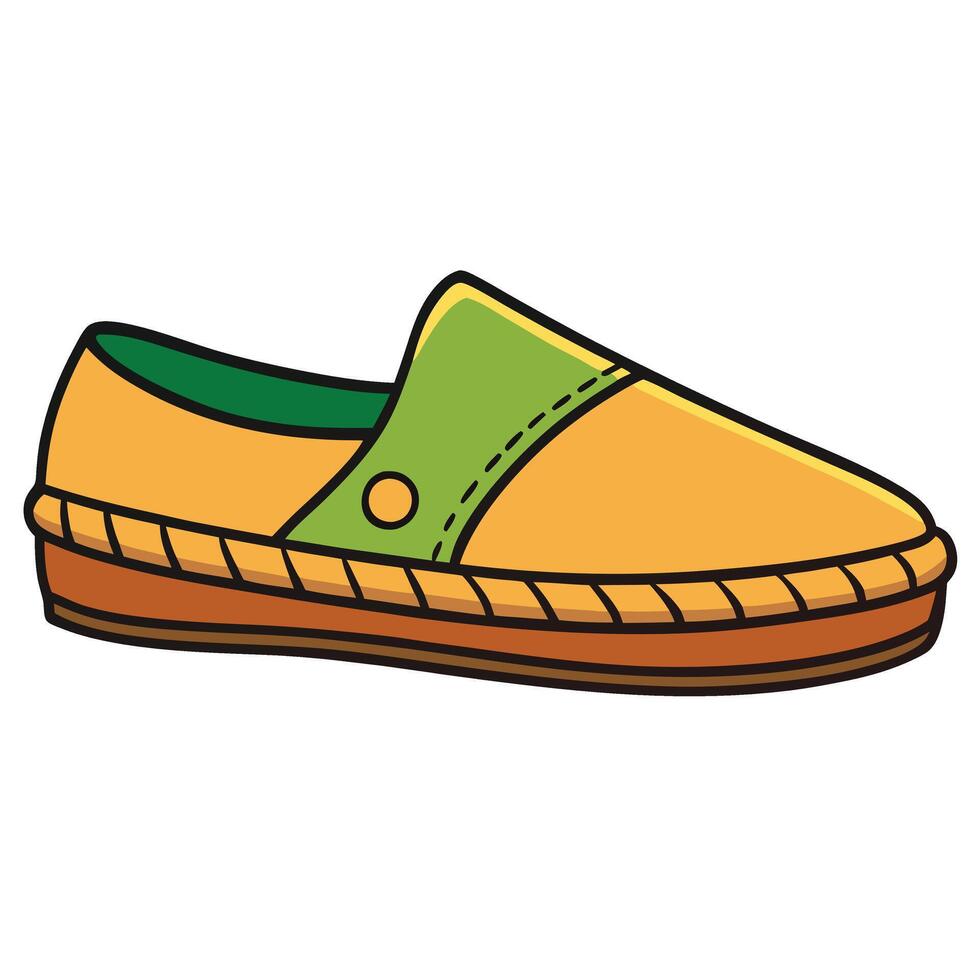 A shoe with a green and yellow color vector
