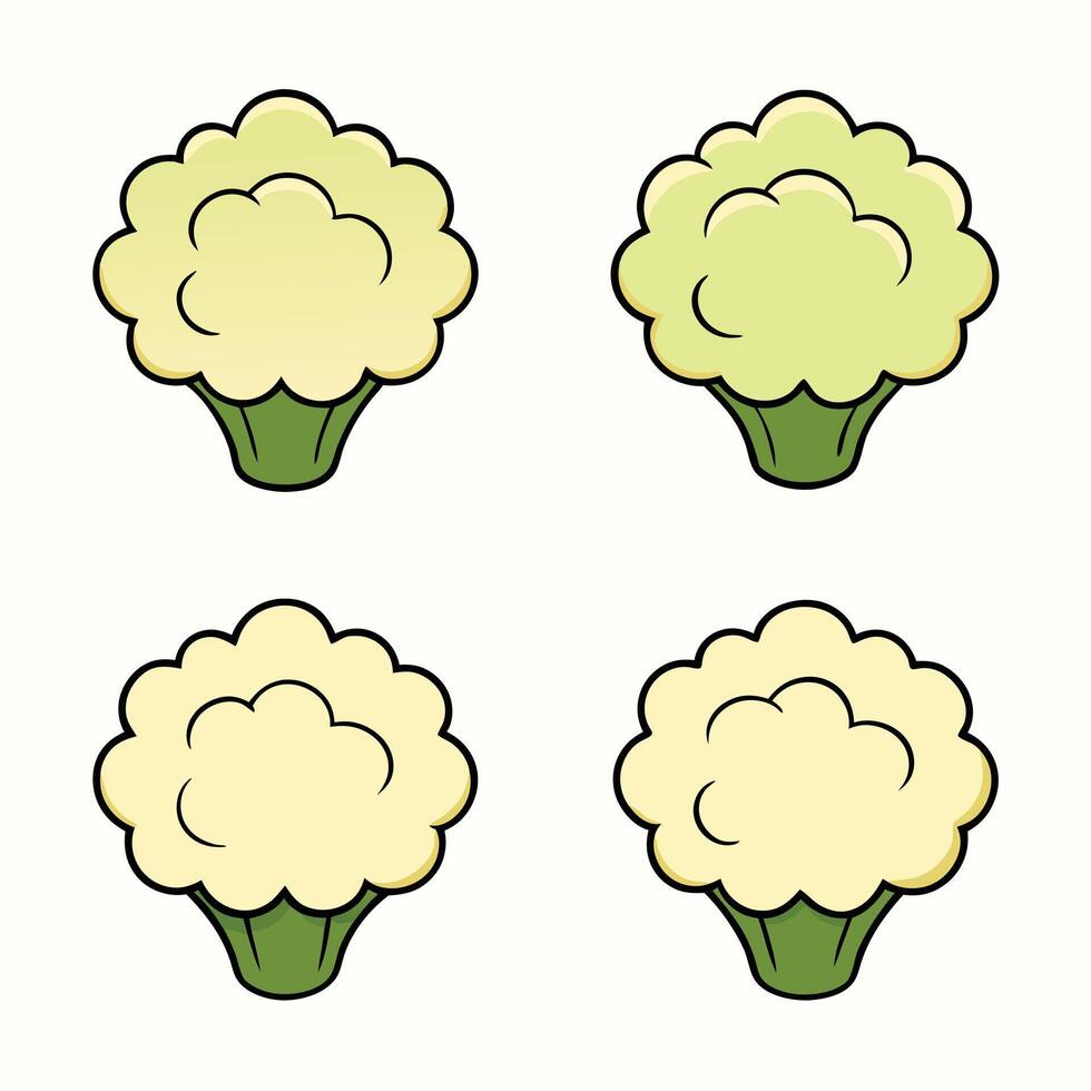 Cartoon broccoli set of four different types of broccoli vector
