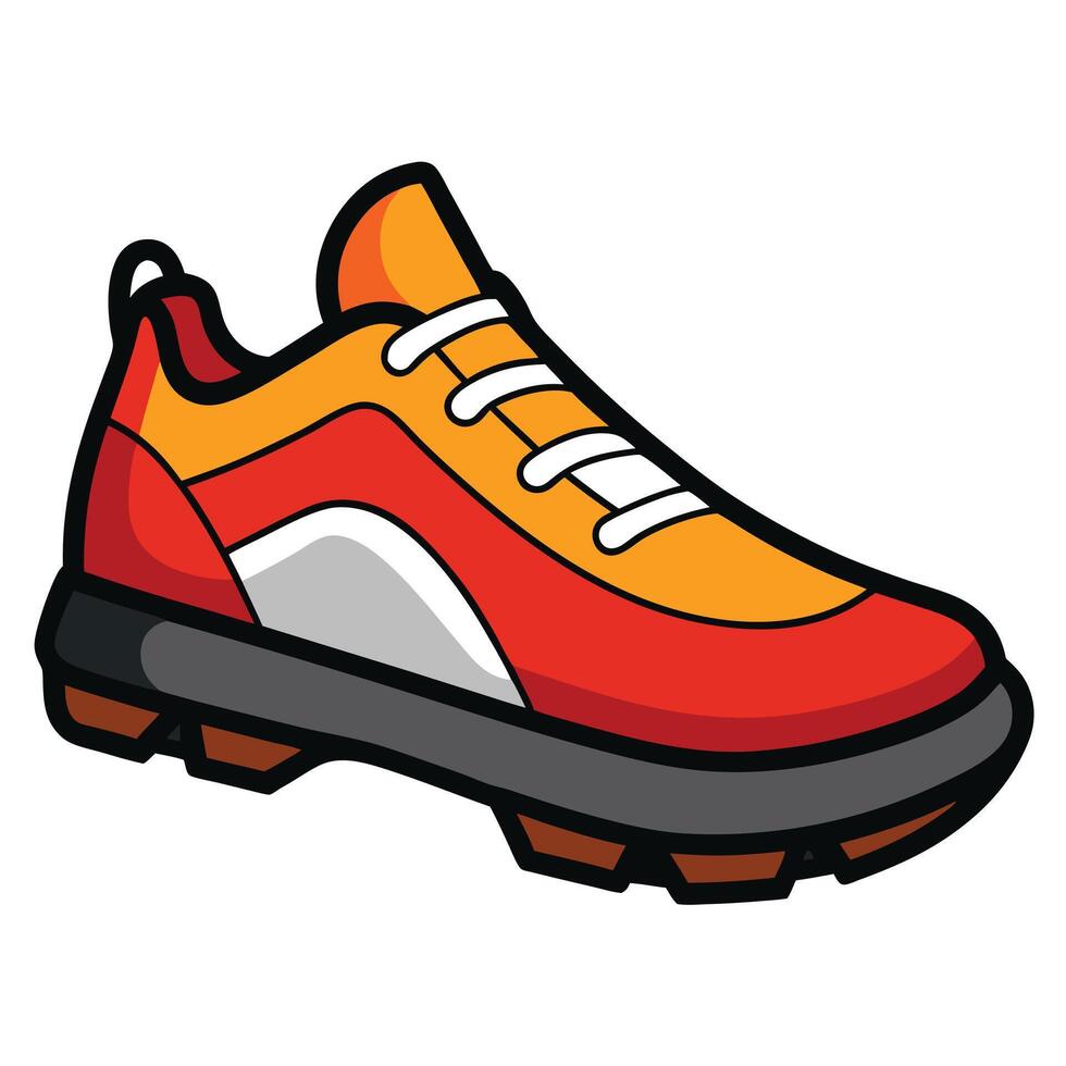 A cartoon shoe with orange and red color vector