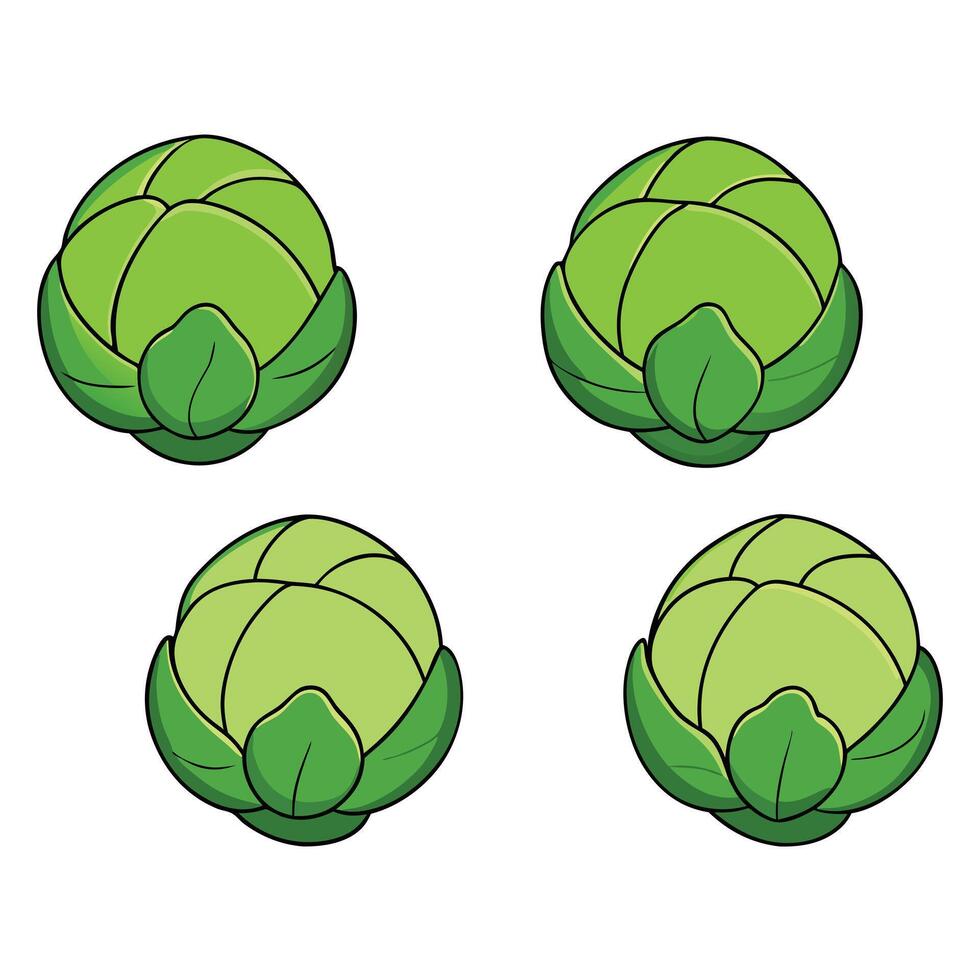 A set of four green artichokes on a white background vector
