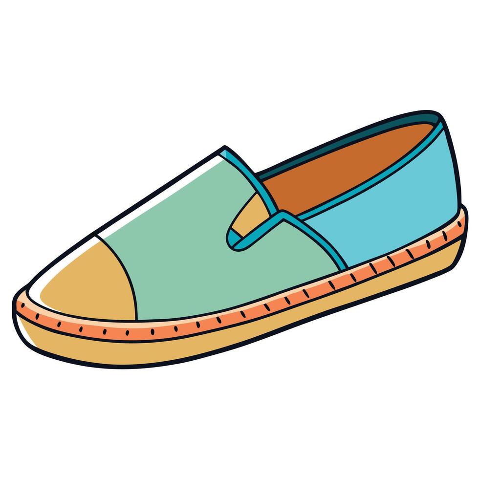 A pair of blue and green shoes on a white background vector
