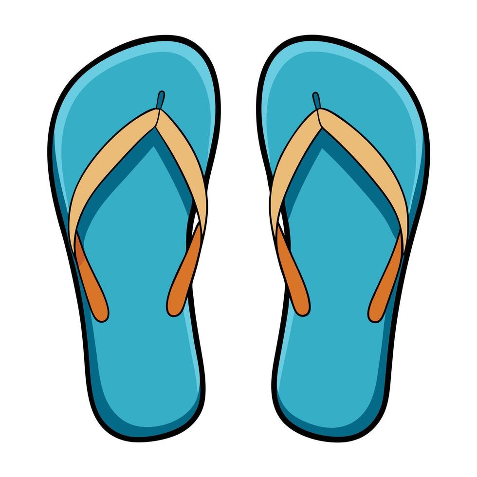 A pair of flip flops with orange straps vector