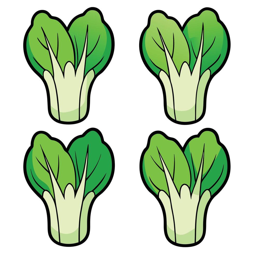 Four green leafy vegetables are shown in a row vector