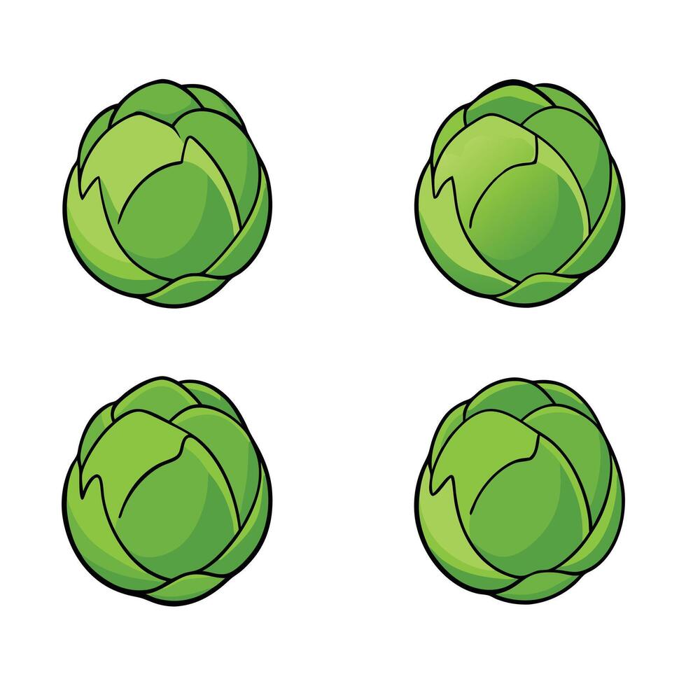 Four green artichokes are shown in a row vector