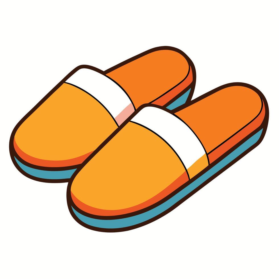Orange slippers on white background vector