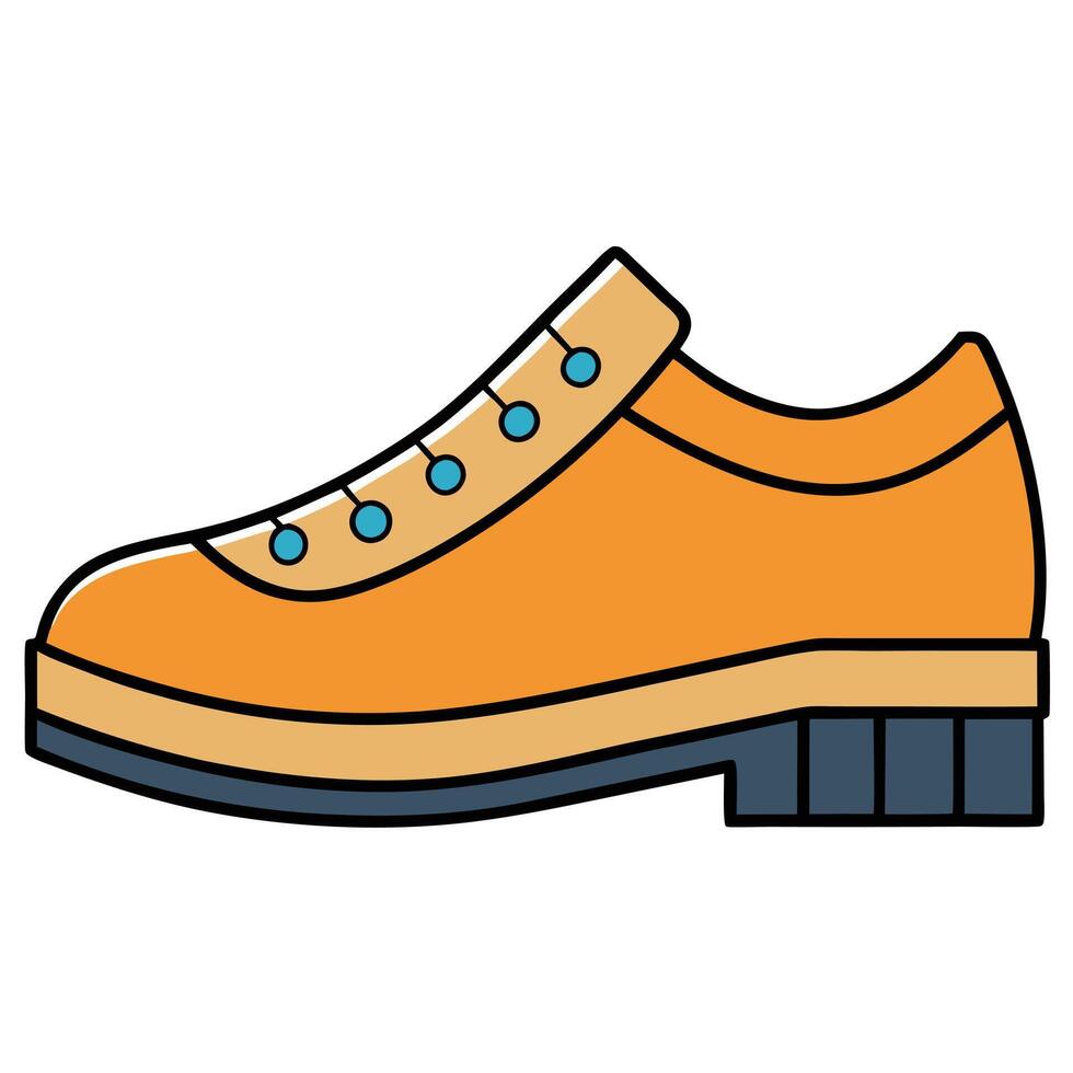 An orange shoe with blue dots on the sole vector