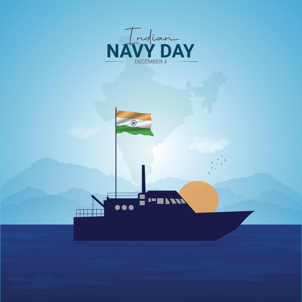 illustration concept of Indian Navy Day celebration 4 December. vector