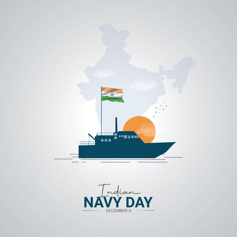 illustration of Indian navy day, 4 th December. vector