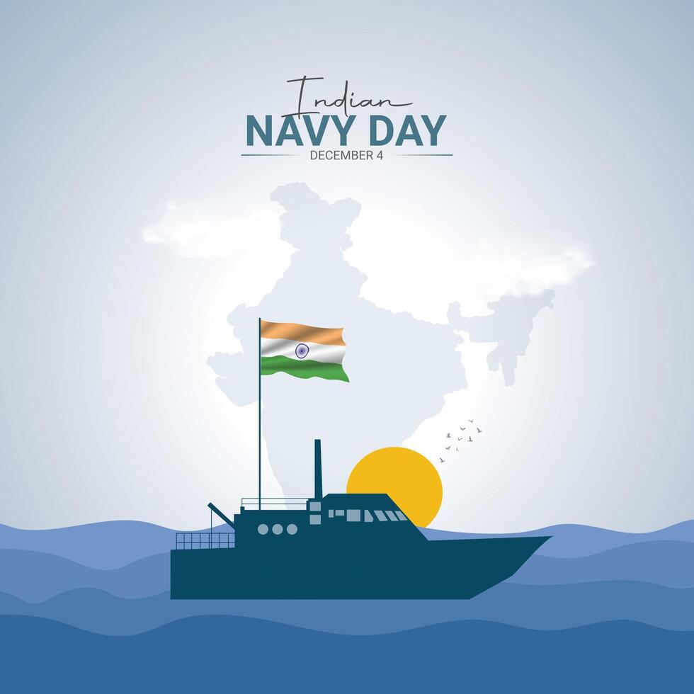 Indian navy day poster, banner. Indian national celebration. creative design for social media, illustration vector