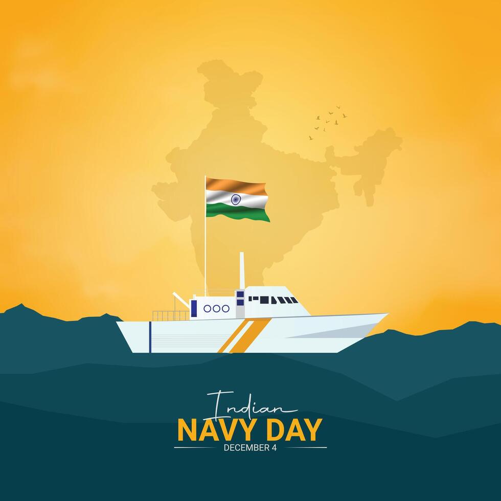Indian navy day, creative design for social media, 3D illustration. vector
