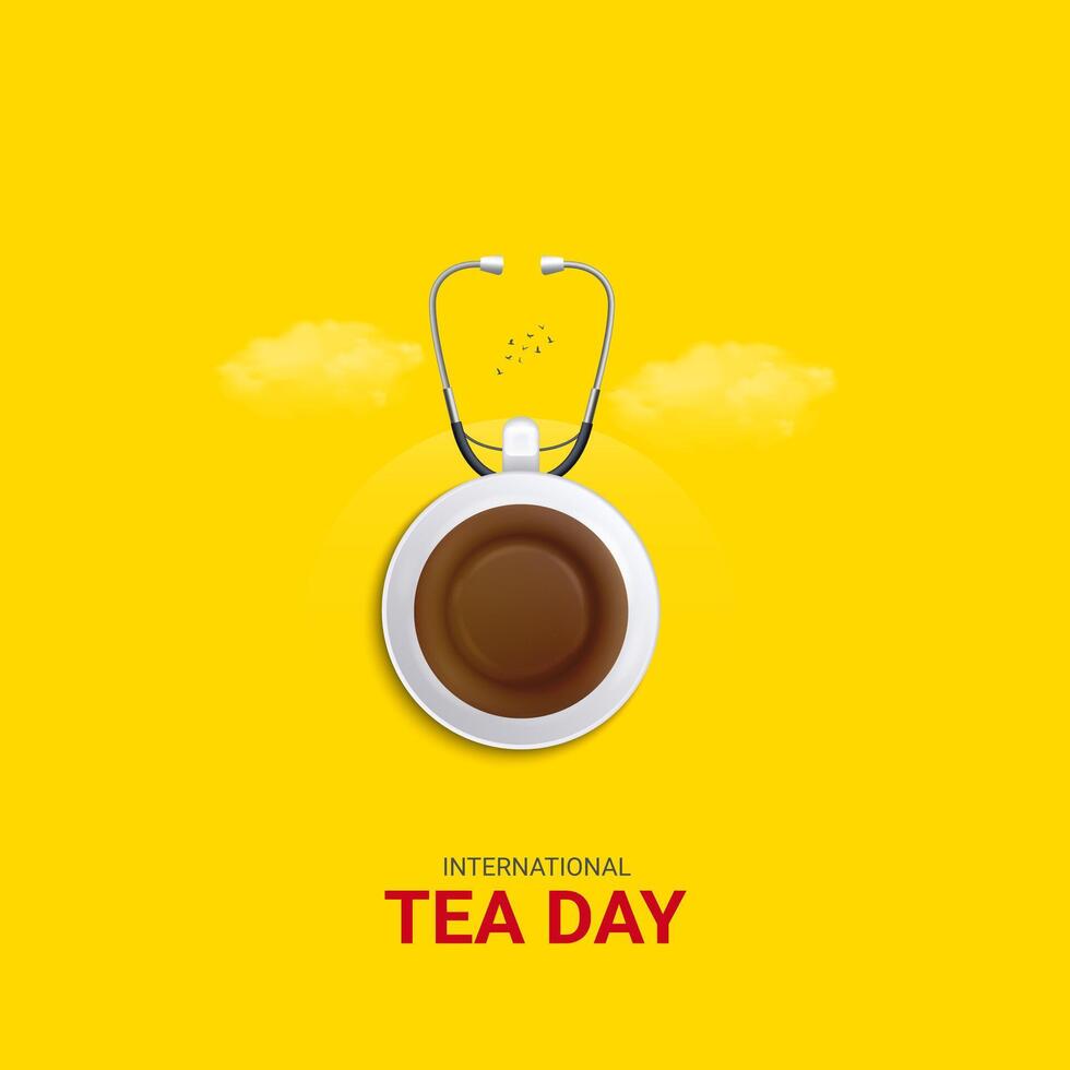 International Tea Day. World Tea Day design for social media posts. 3D Illustration vector