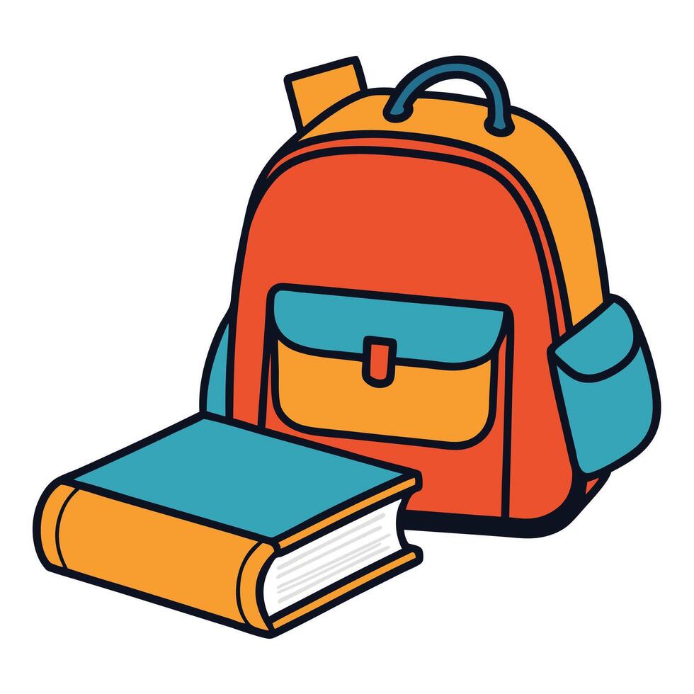 School bag and books illustration design vector
