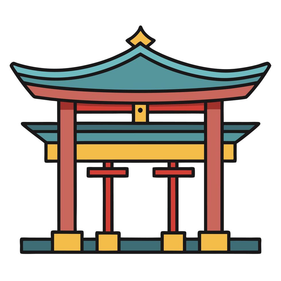 Japanese torii gate icon illustration design vector