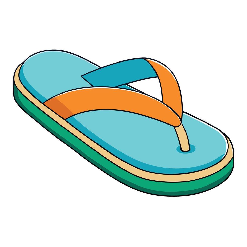 A flip flop with a blue and orange strap vector