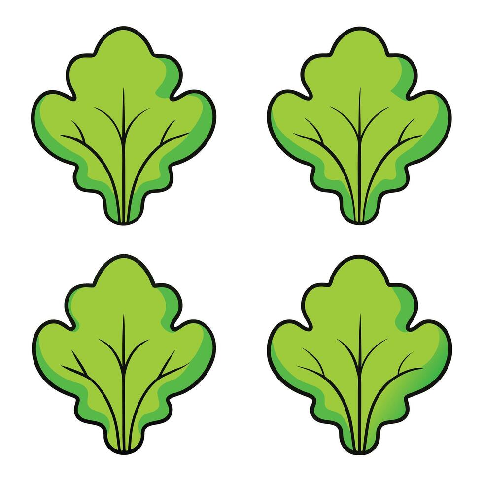 A set of four green leaves on a white background vector