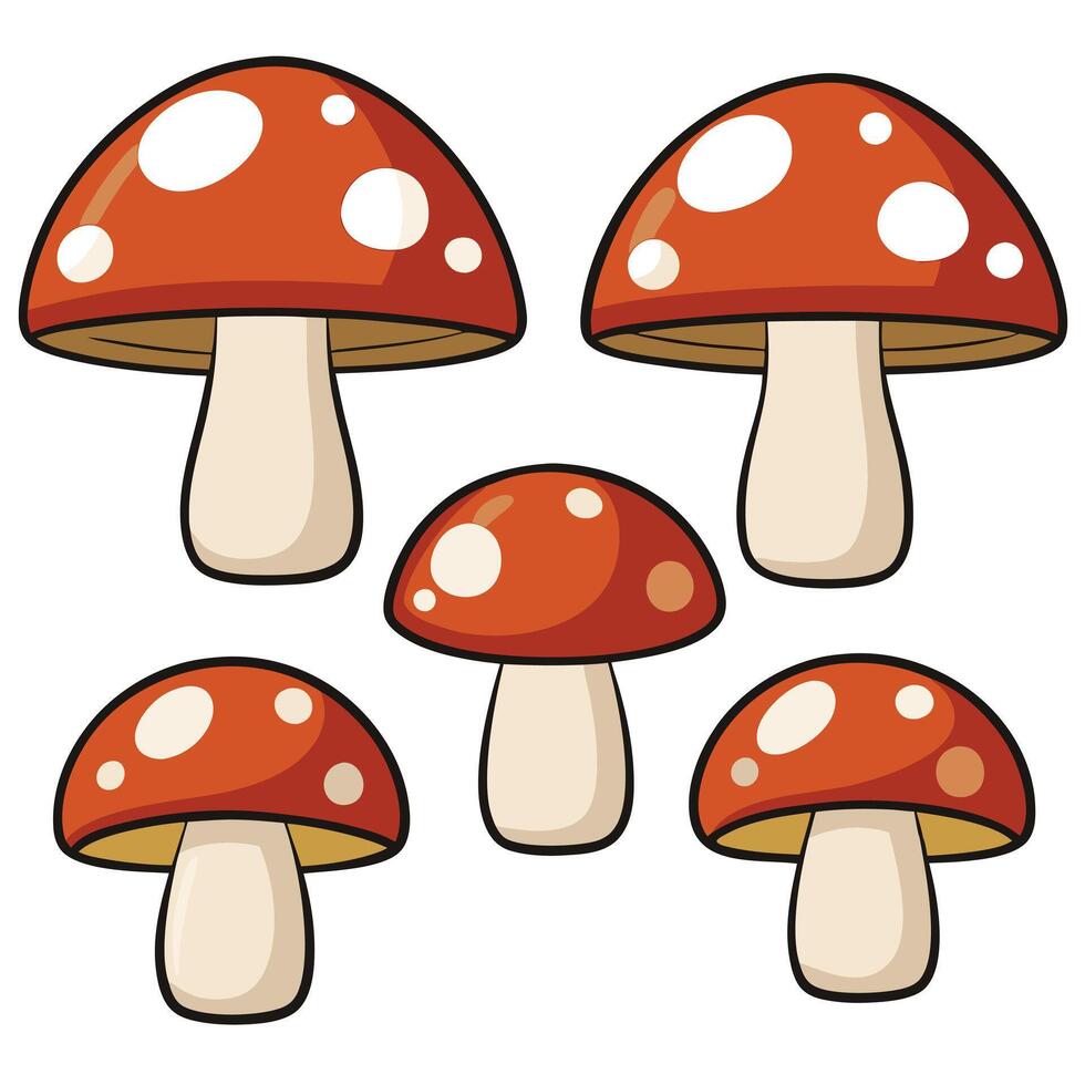 Cartoon mushroom set illustration vector