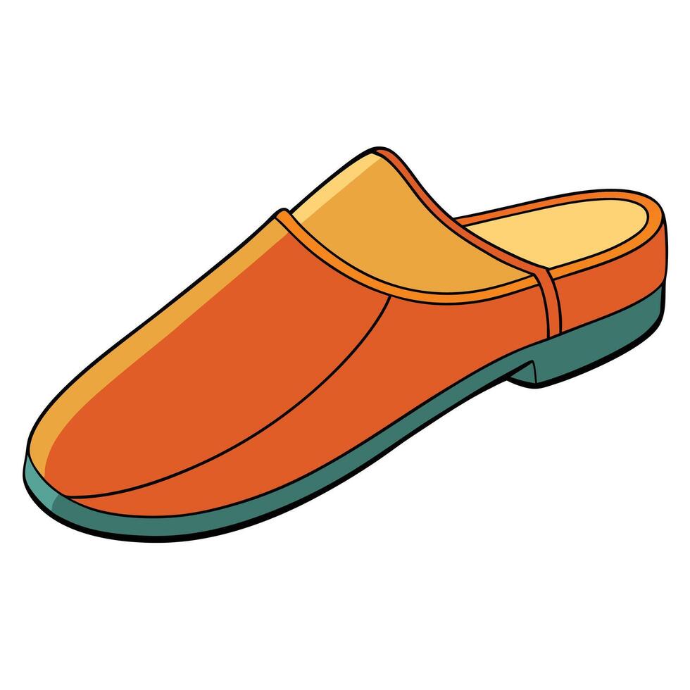 An orange slipper with a green sole vector