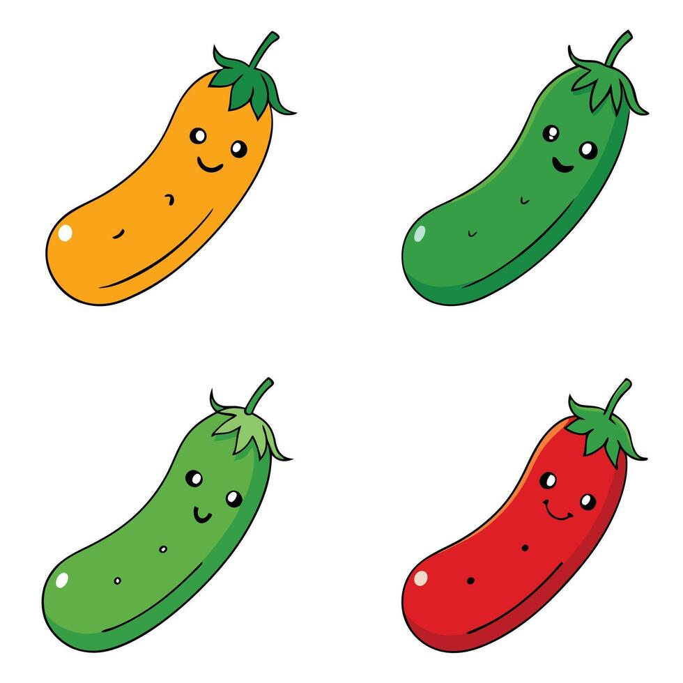 Kawaii cucumber illustration vector