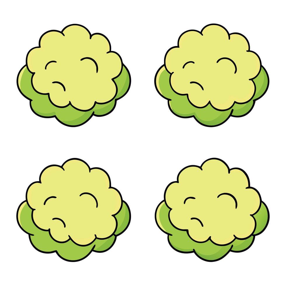 A set of four cartoon cabbage heads vector