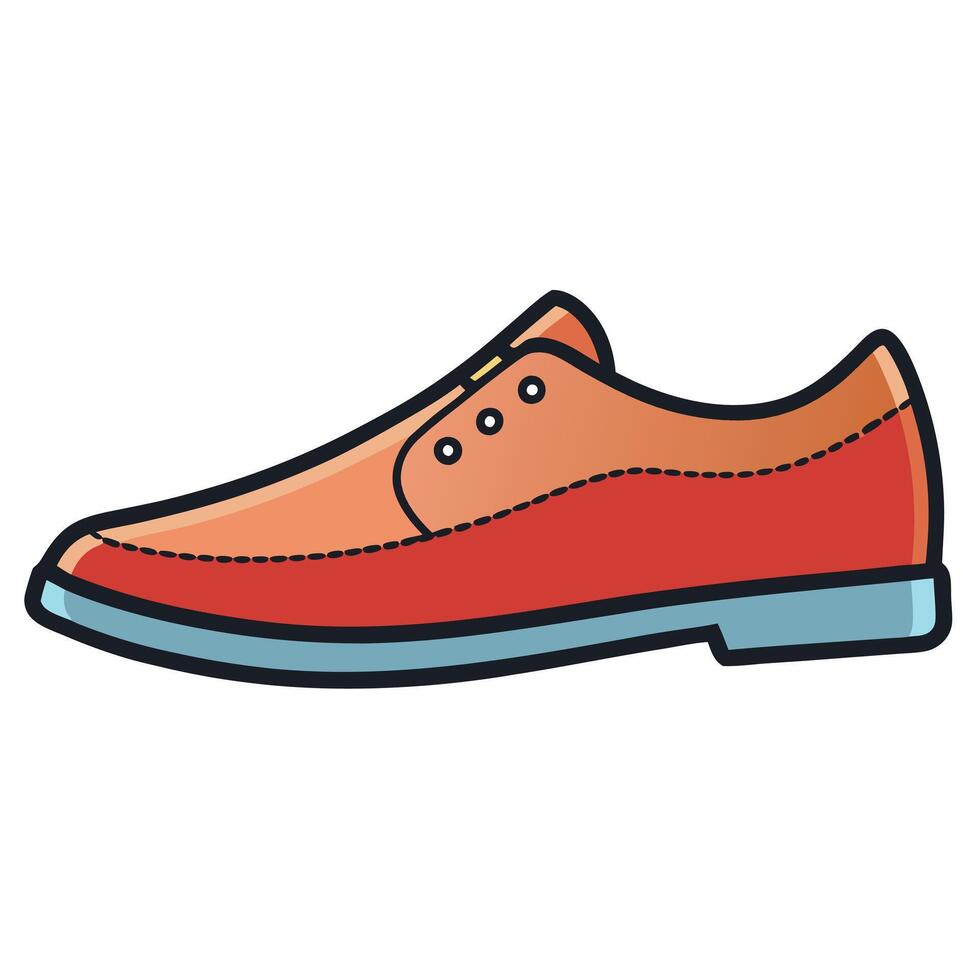 An orange shoe with blue trim vector