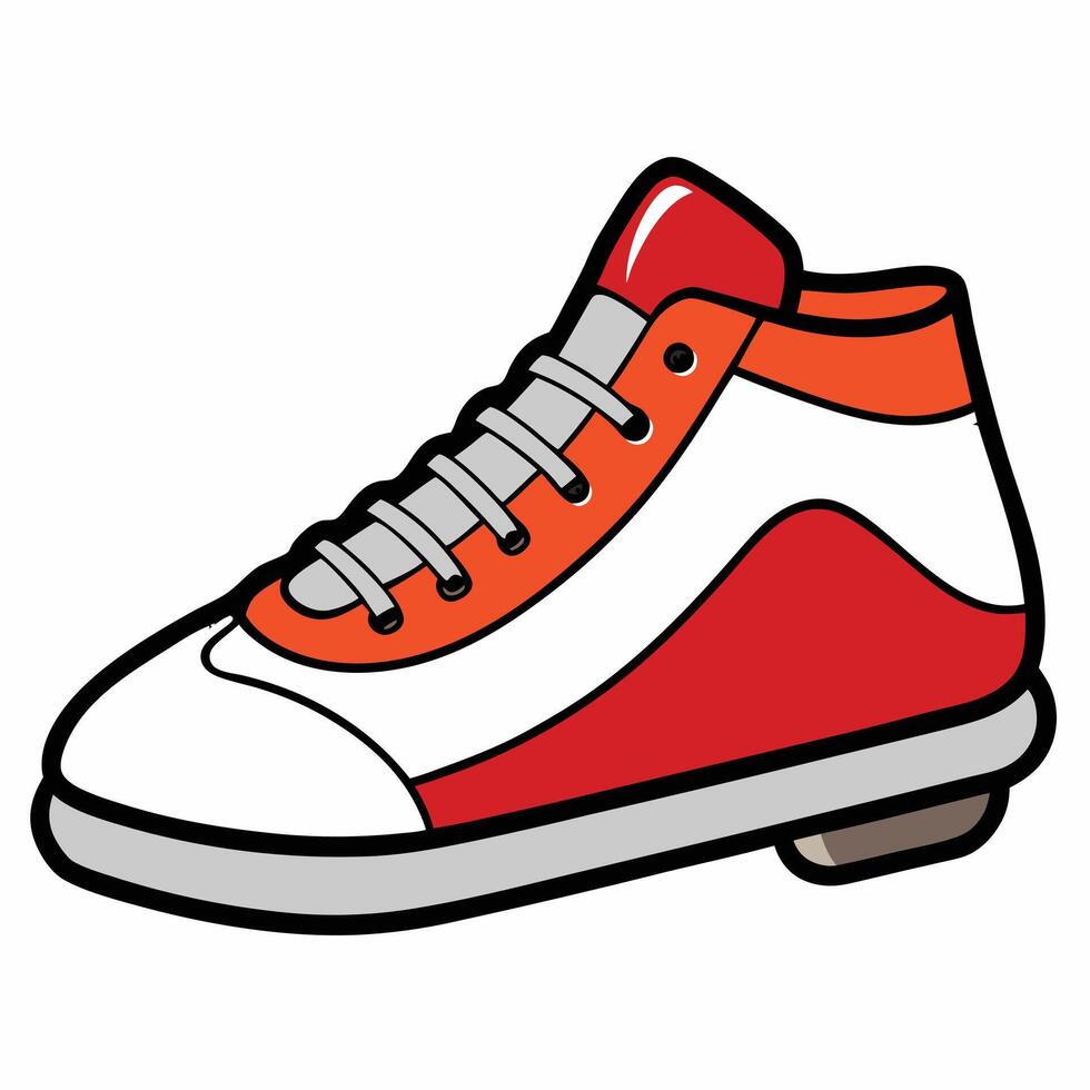 A cartoon skate shoe with red and white vector