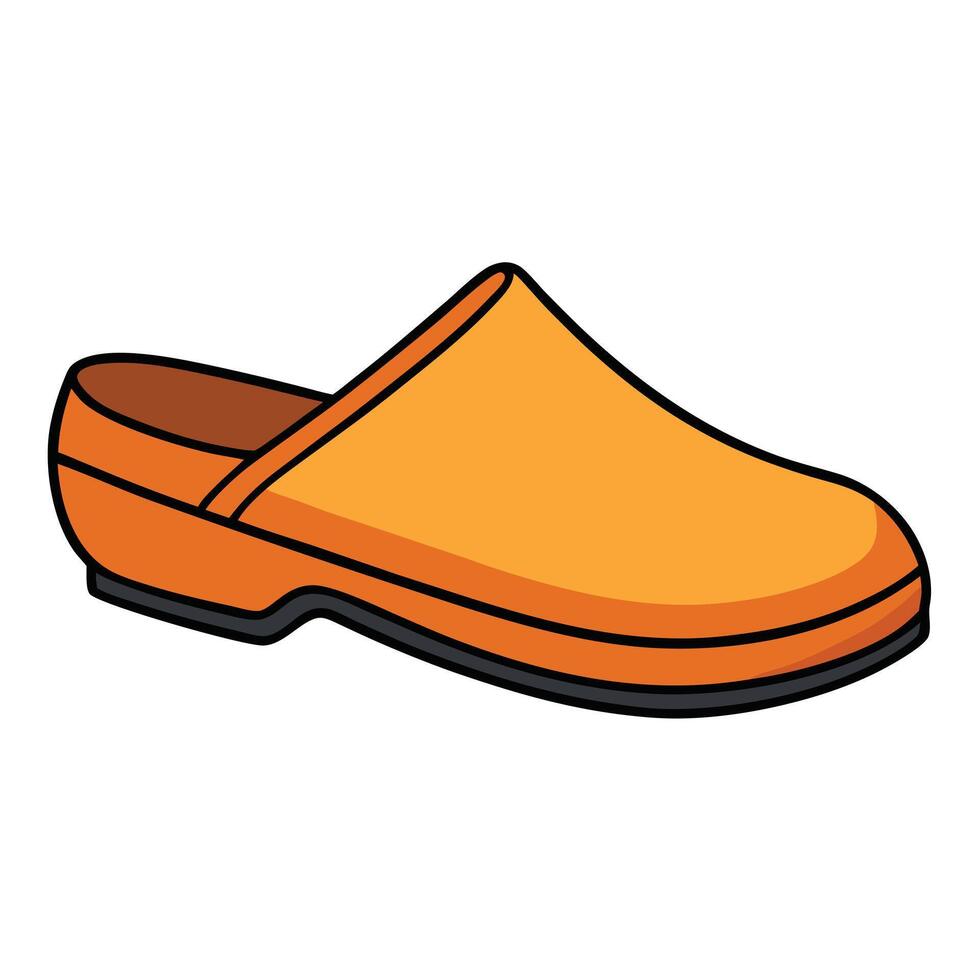 An orange clog shoe on a white background vector