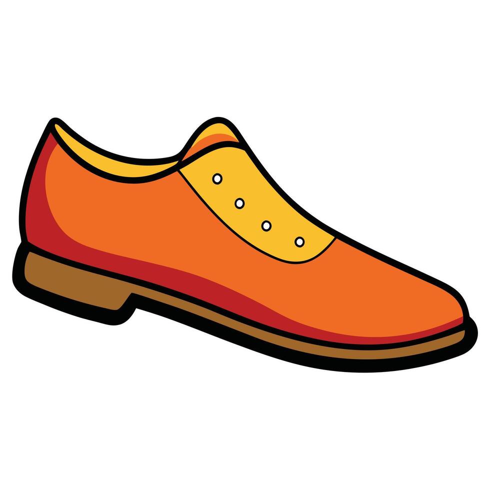 An orange shoe with yellow soles vector