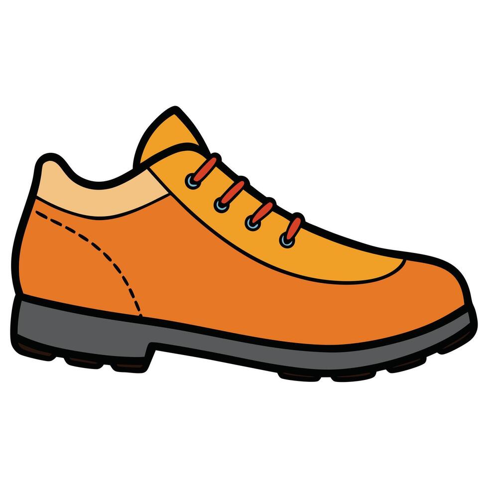 An orange shoe with black laces on it vector