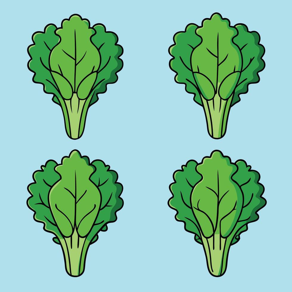 A set of four green leaves on a blue background vector