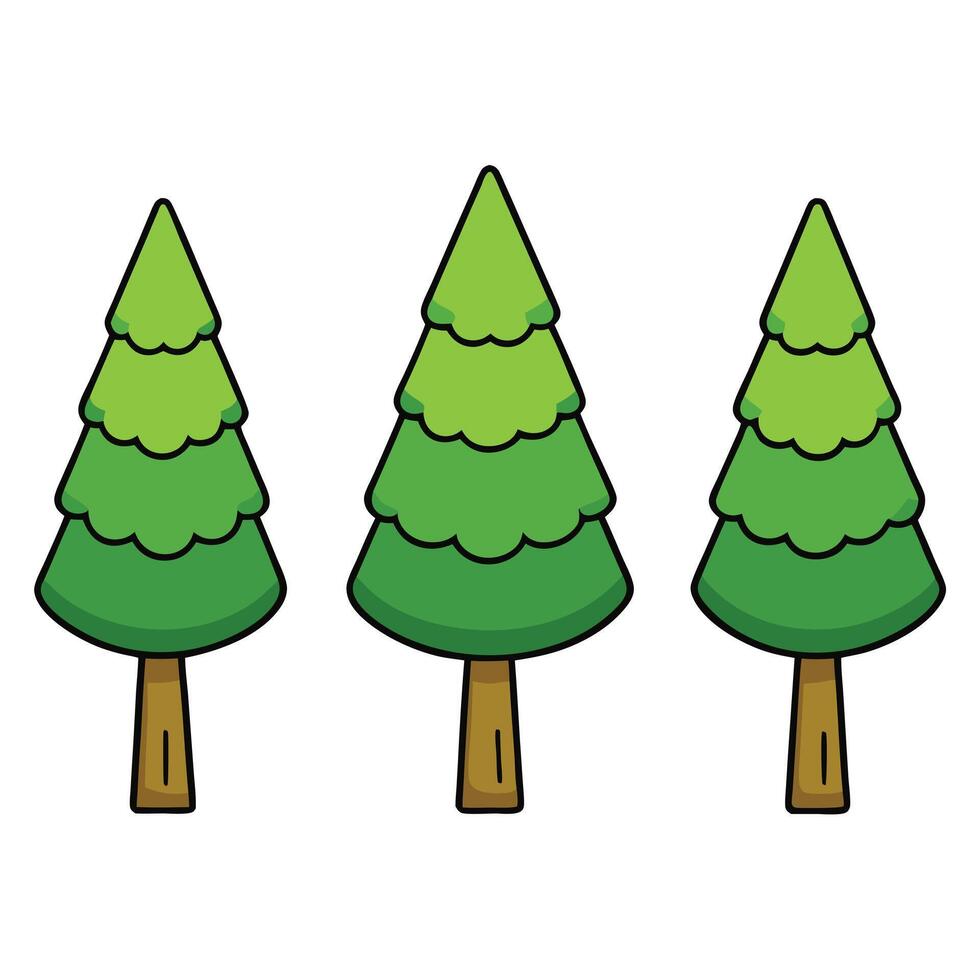 Three green trees with one in the middle vector