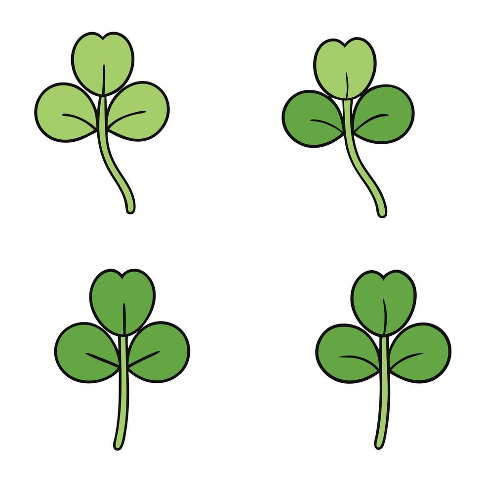 Four leaf clover icon set illustration vector