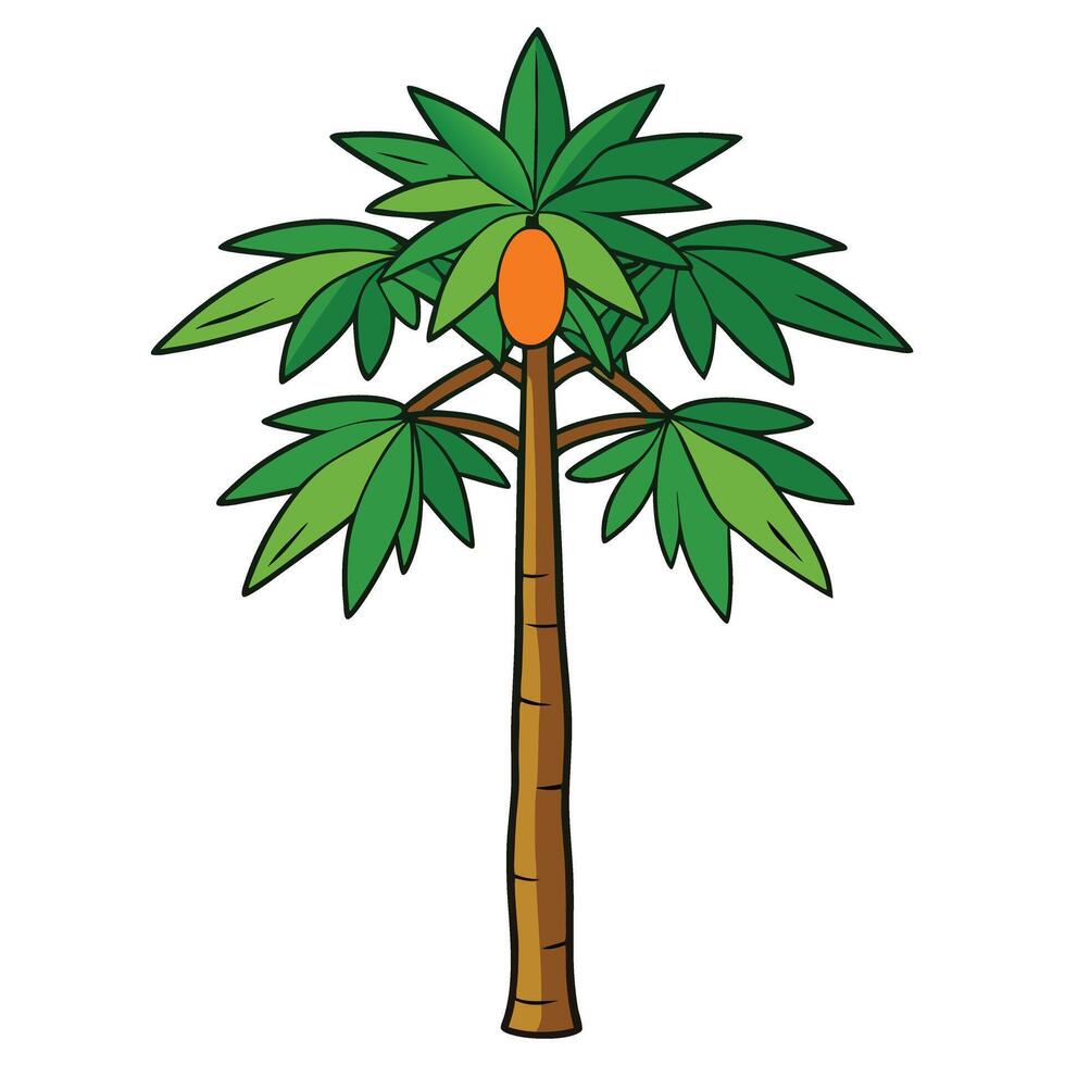 A cartoon palm tree with a fruit on it vector