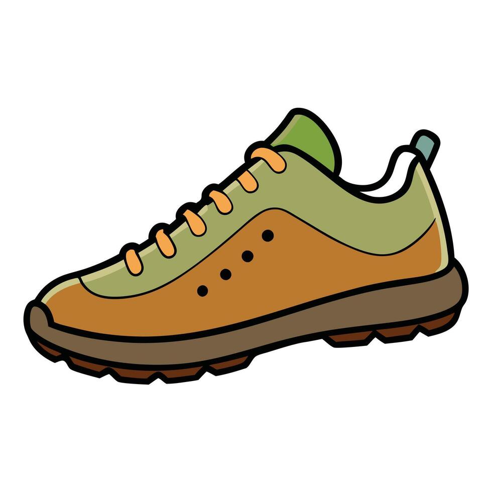 A cartoon shoe with a green and brown sole vector