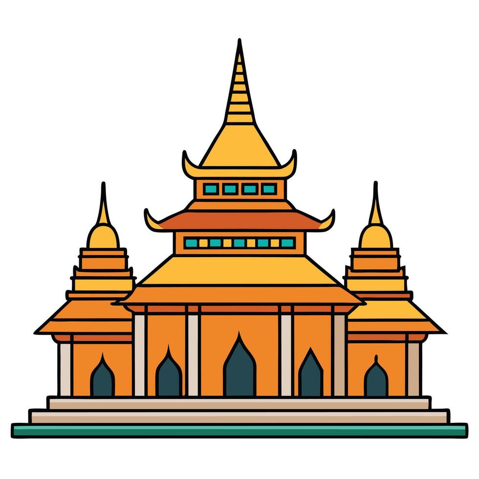 The golden temple in thailand vector