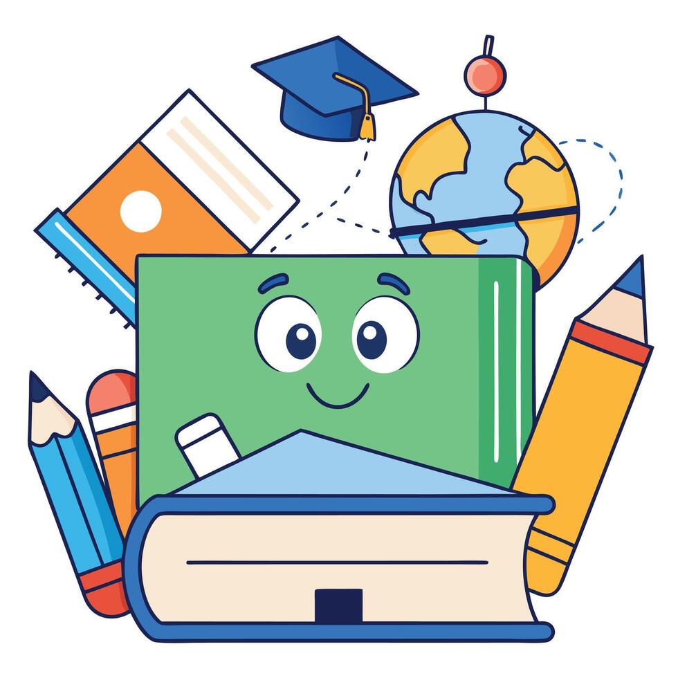 School supplies and books illustration vector