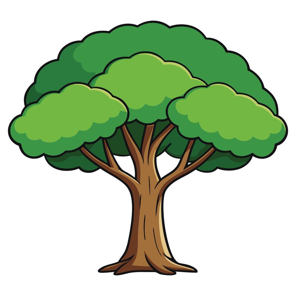 A cartoon tree with green leaves on a white background vector