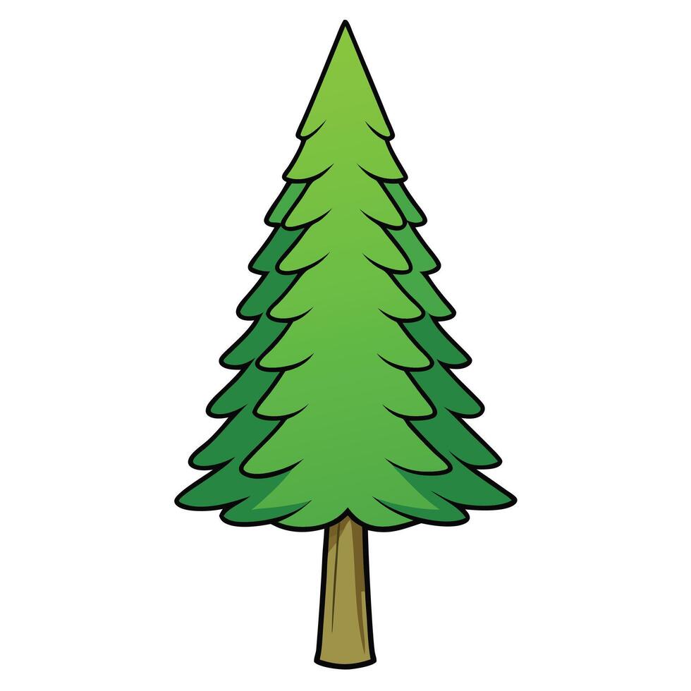 A cartoon pine tree on a white background vector