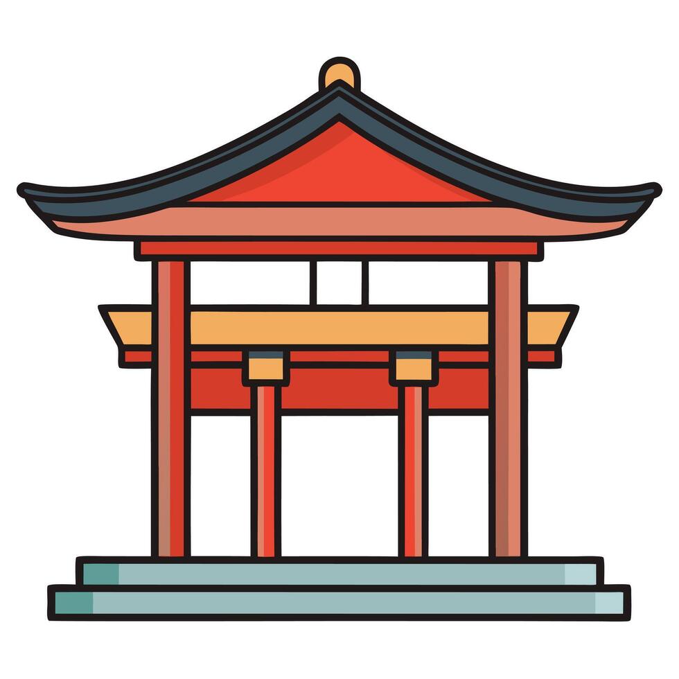 Japanese pagoda icon illustration design vector